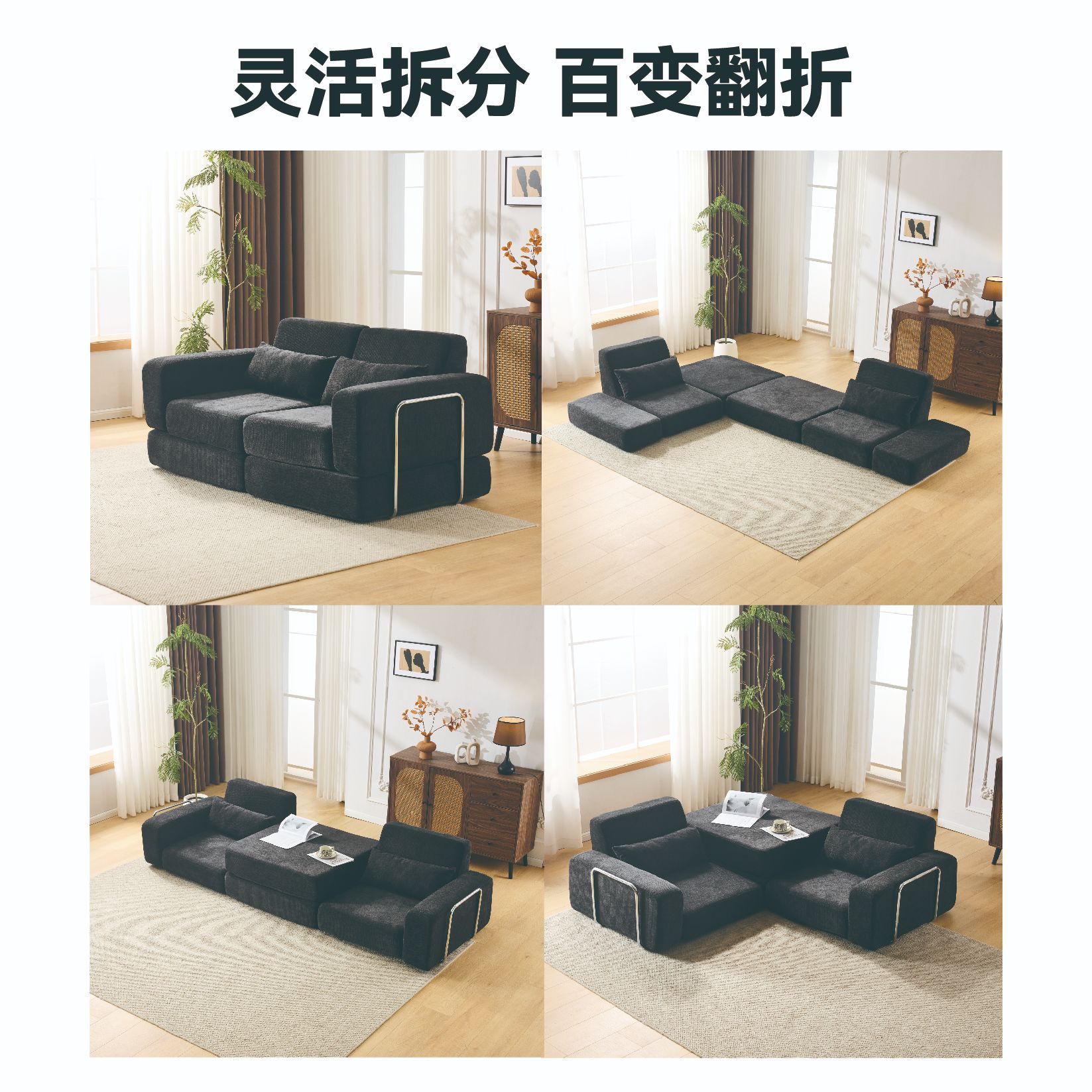Fabric sofa, home living room, small apartment, compression sofa, rental house, single and double person sofa, dual-purpose folding sofa bed