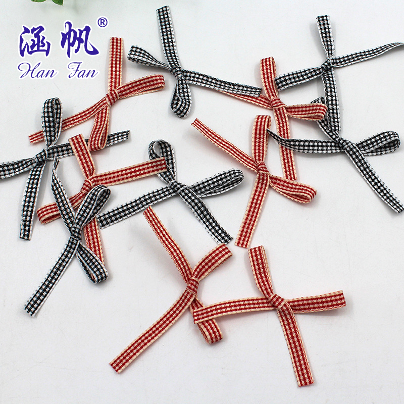 Factory direct sales of 6mm red and white checkered ribbons/checkered ribbon bows/British-style sub-tie knots wholesale Factory direct sales of 6mm red and white checkered ribbons/checkered ribbon bows/British-style sub-tie knots wholesale