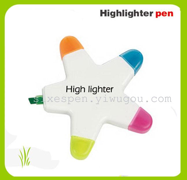 Advertising gift: Five-pointed star-shaped five-color highlighters