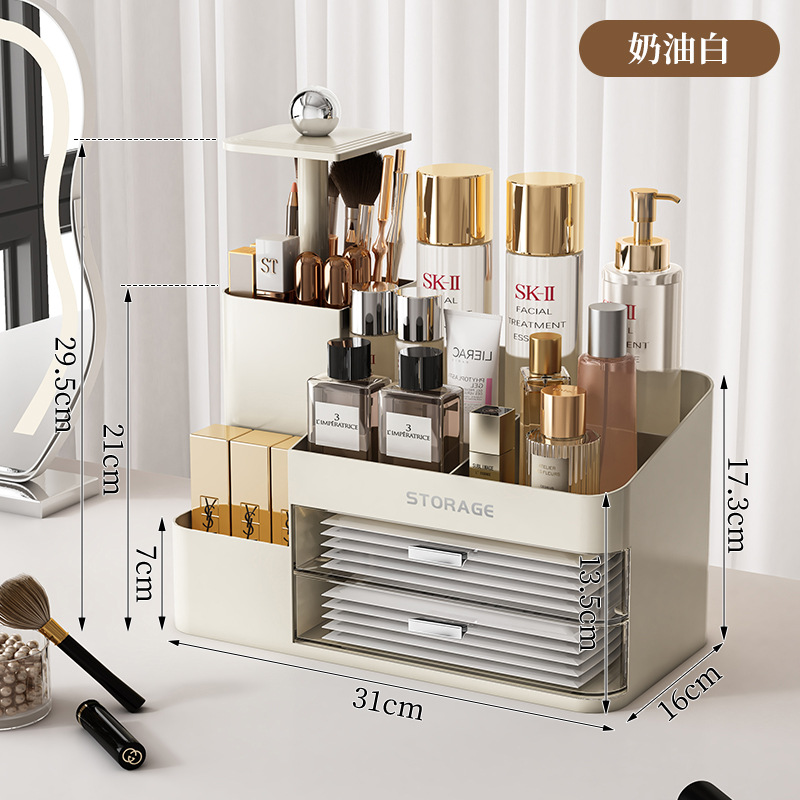 Cosmetic storage box, lift brush cylinder, high-end feel, desktop storage, cosmetic box compartments, cosmetic shelf details Picture