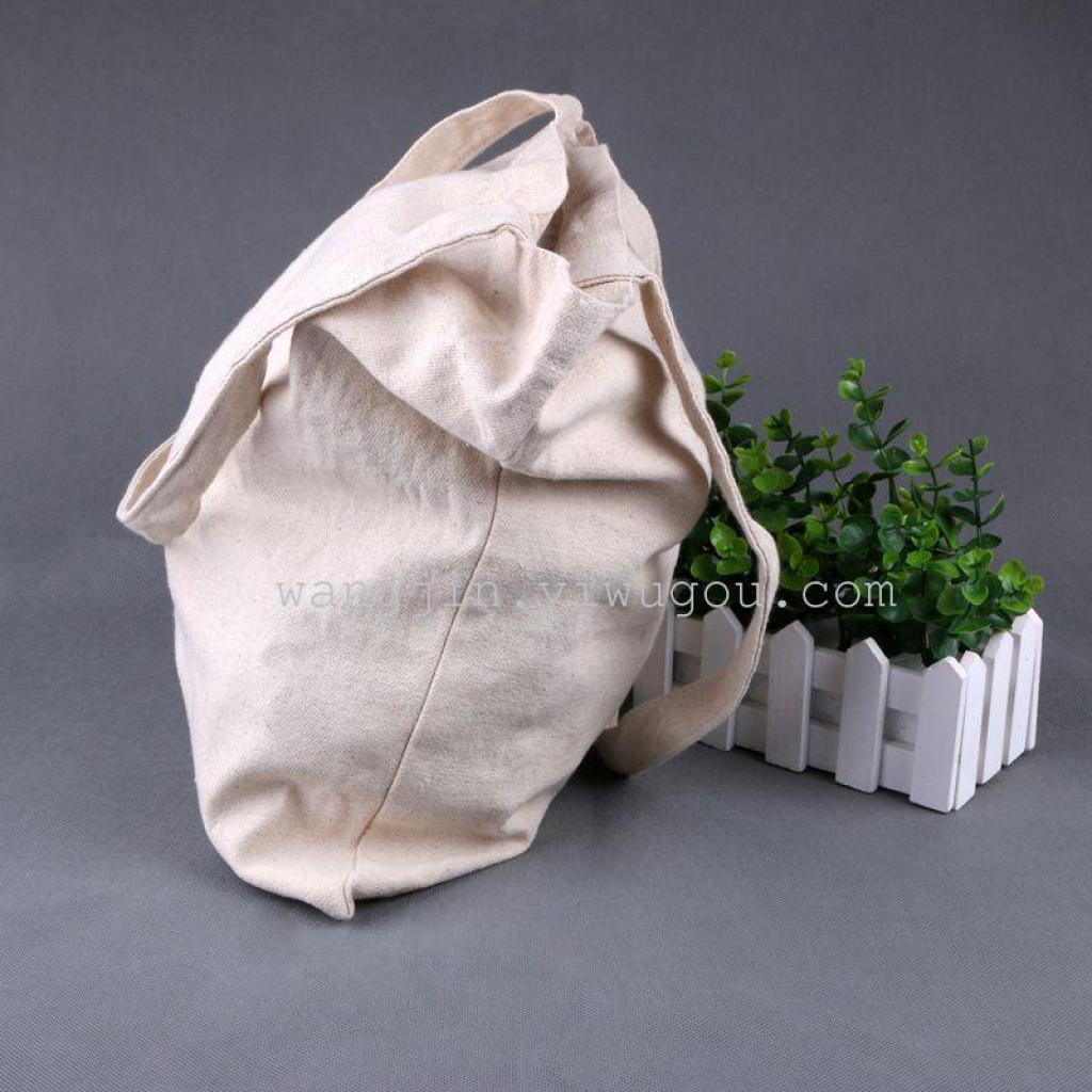 Eco-friendly cotton and linen handbag, solid-color single-shoulder bag, logo printable shopping bag