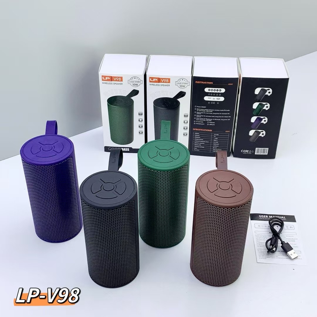 2026跨境蓝牙音箱户外骑行小音响迷你家用插卡便携式10W低音炮白底实物图