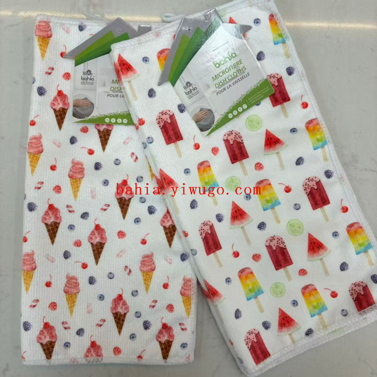 Two sets of digital printed tea towels, 30*30cm, cleaning cloths, multi-functional cleaning cloths, and dishwashing cloths bahia Specification image