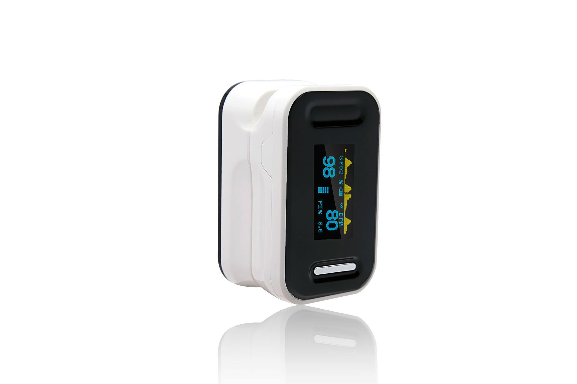 Home fingertip blood oxygen meter, fingertip blood oxygen measuring device, pulse rate, blood oxygen saturation monitor, English Application Scenario