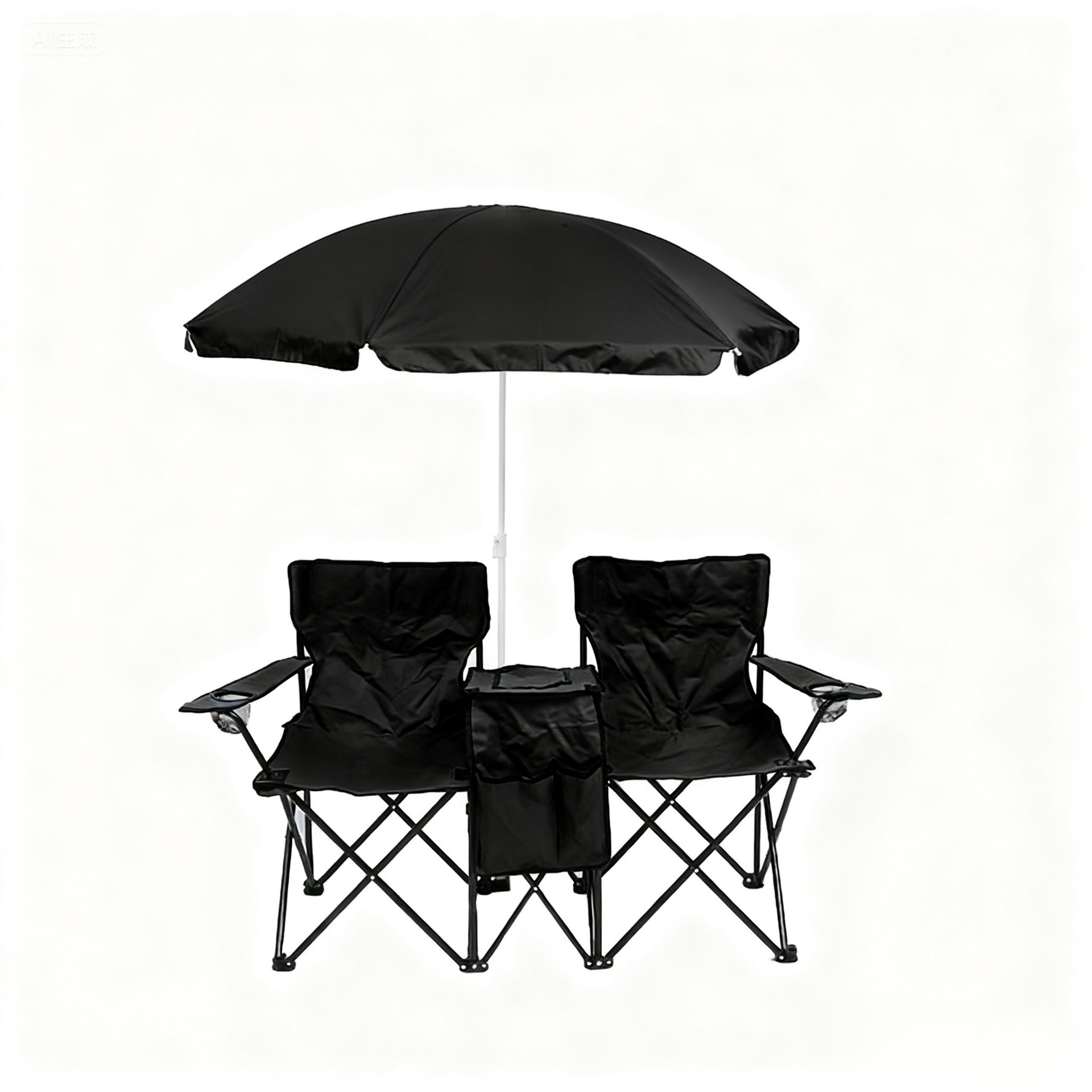 Silla doble con paraguas silla de playa al aire libre con paquete de hielo silla de camping plegable portátil silla de pareja silla de pesca recreativa al por mayor details Picture
