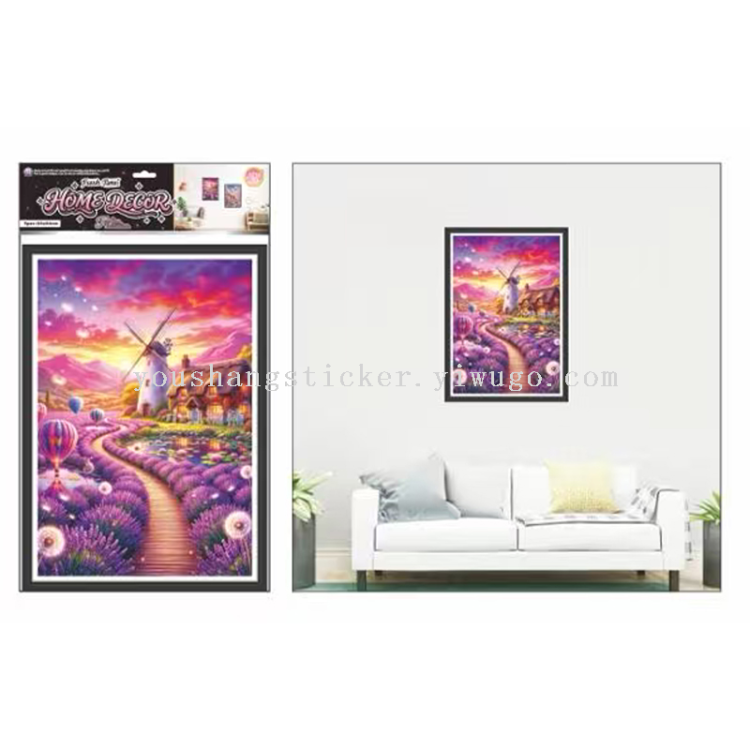 唯美风景相框墙贴 欧式建筑田园海景自粘装饰画贴纸