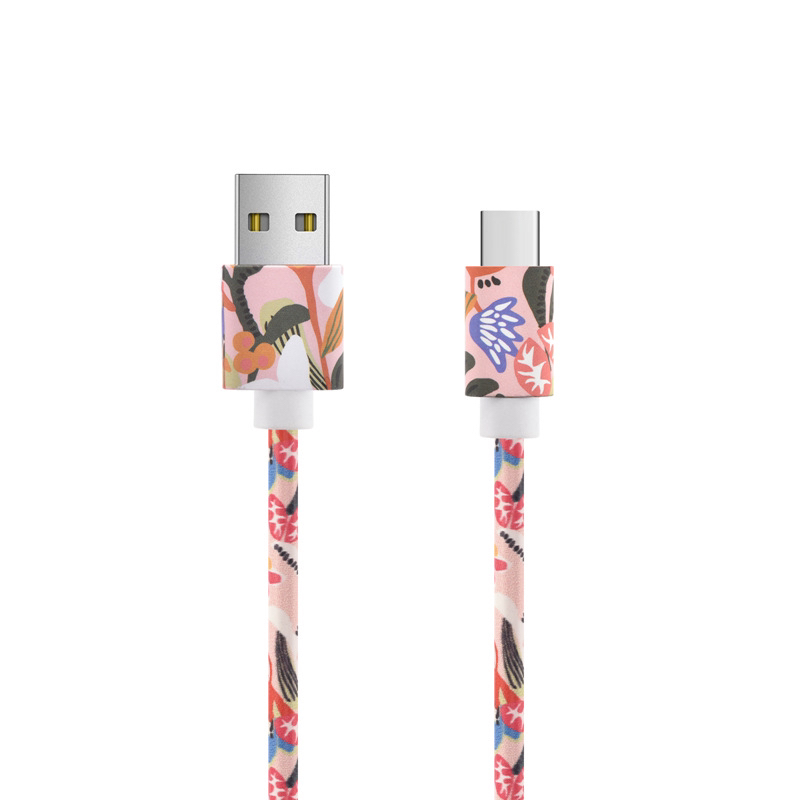 Compatible with Android, Apple type-c, Huawei water transfer, heat transfer and color pattern mobile phone data cable