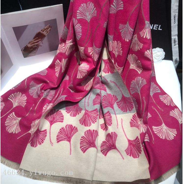 Cross-border scarf wholesale e-commerce live streaming supply chain supply new styles, 78 high-speed jacquard series, ginkgo flower