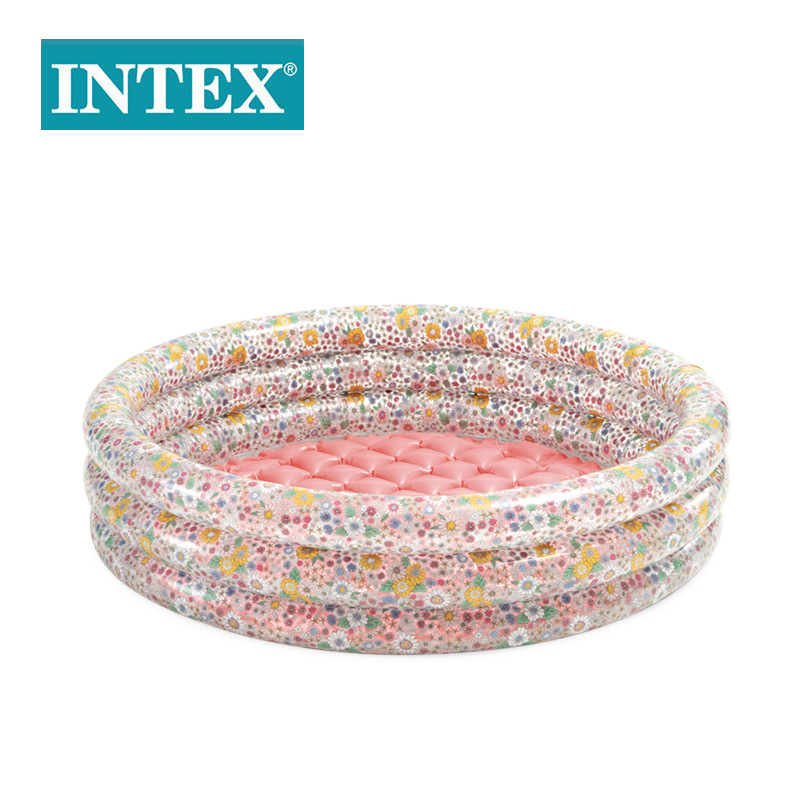 INTEX58427 New Champagne chrysanthemum soft-bottom baby water pool, inflatable water pool, baby play pool with bubble bottom Specification image