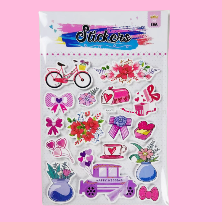 节日EVA立体系列贴纸 LOVE花朵信封eva粘贴画 浪漫情人节贴纸