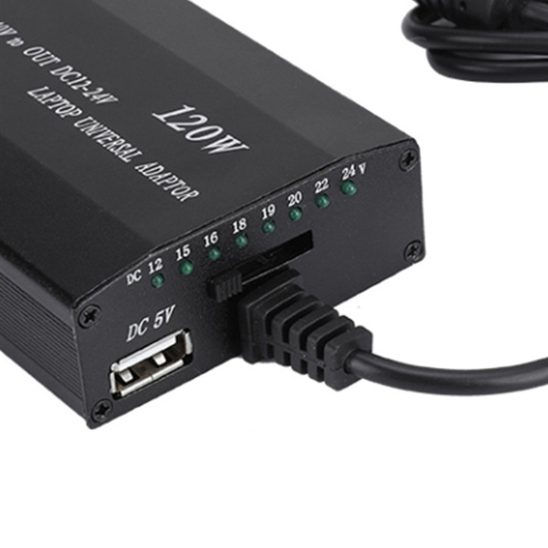 120W adjustable voltage power supply, home/car charger, 12V car charging source transformer with eight-piece set Specification image