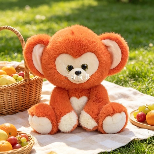 Cross-border best-selling sitting monkey, panda, monkey and fox plush toys, sitting cartoon big-eyed simulation dolls Item Picture