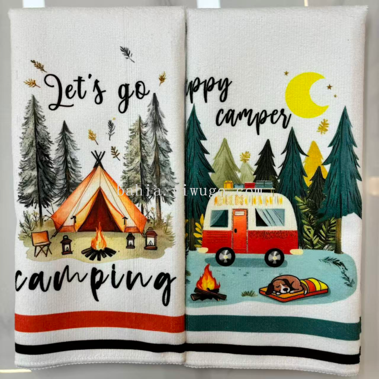 Bahia Camping printed tea towel, outdoor camping placemat, multi-functional cleaning cloth 40*60cm Item Picture