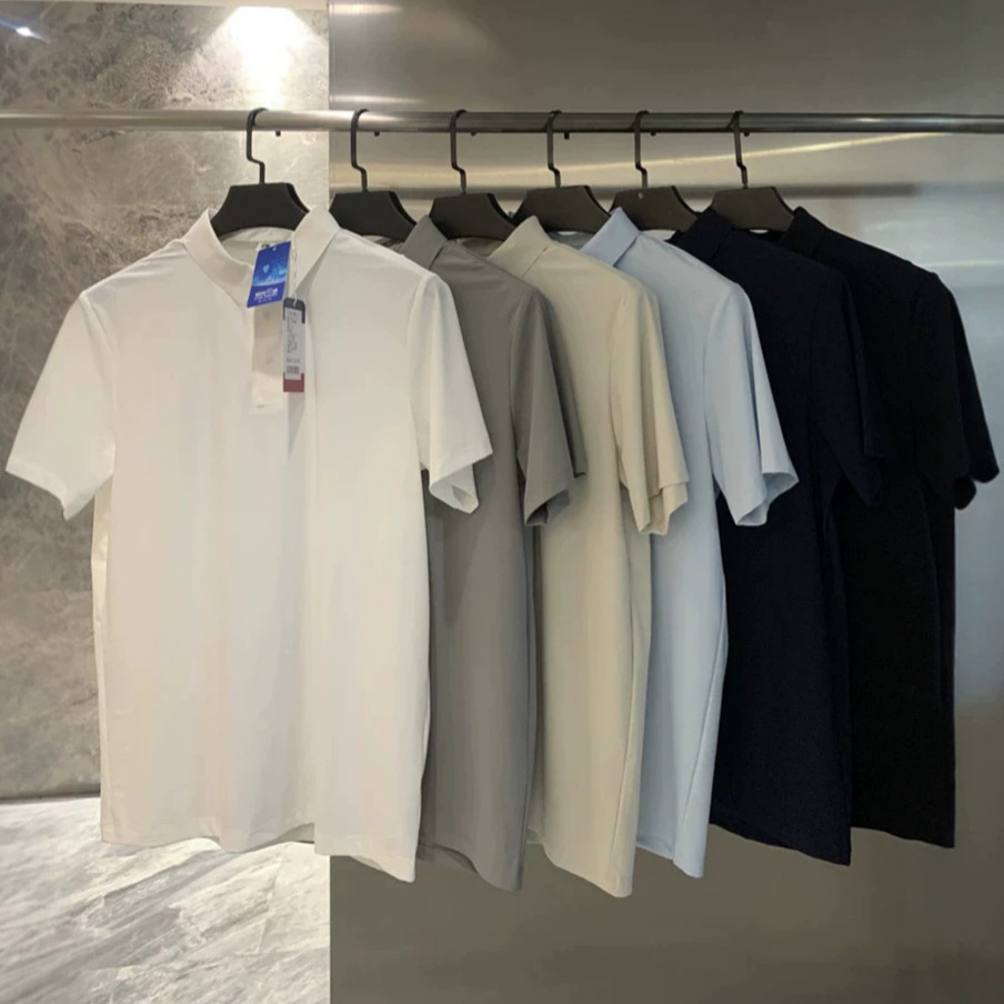 Blanco algodón morera seda hombre Polo verano tendencia ready to wear top