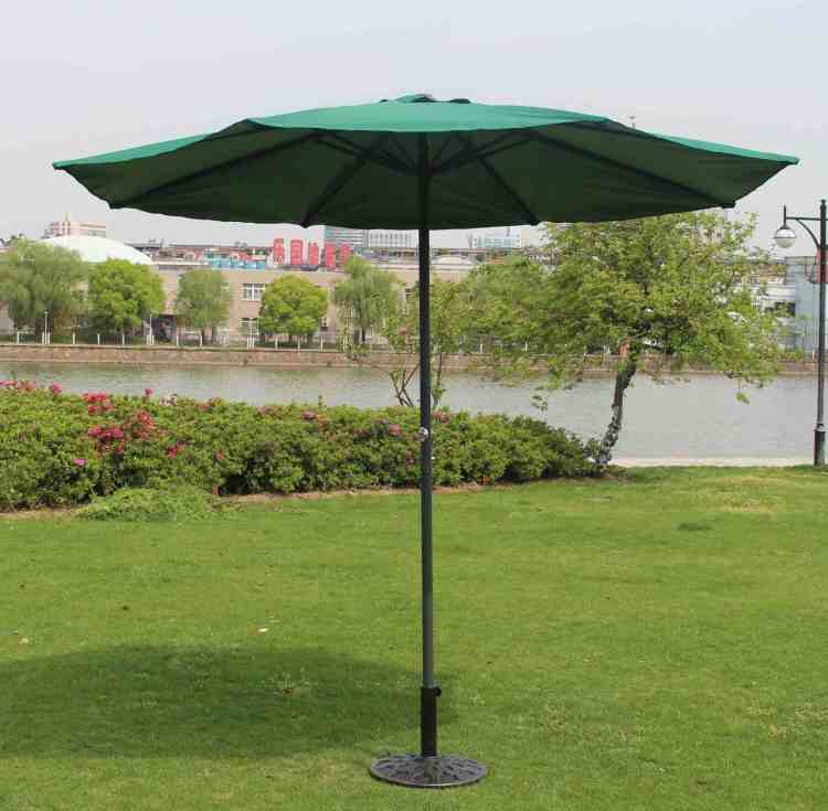 Coffee shop sun umbrella 2.7m round hand-cranked central column beach umbrella advertisement courtyard villa garden outdoor umbrella details Picture