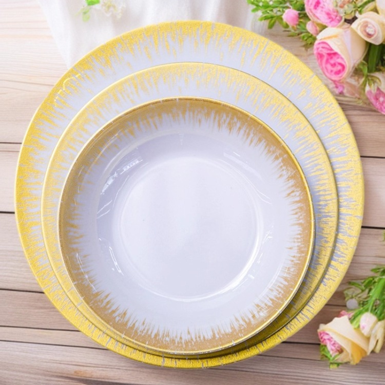 Steak plates, baking plates, porcelain bowls, tableware sets, noodle bowls, melamine plates, fish plates, salad bowls, pasta plates, gold-edge plates wholesale Item Picture