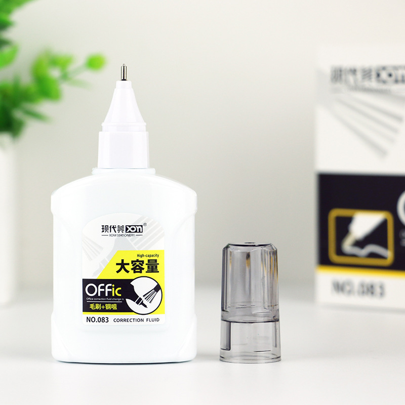现代美083大容量笔刷两用办公修正液涂改液改正液修正液厂家直销细节图