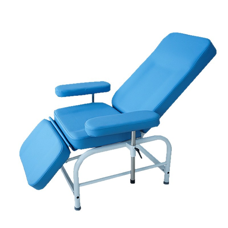 Manual adjustable blood donation and transfusion chair, blue with armrest, hospital adjustable chair, infusion chair, medical equipment Item Picture