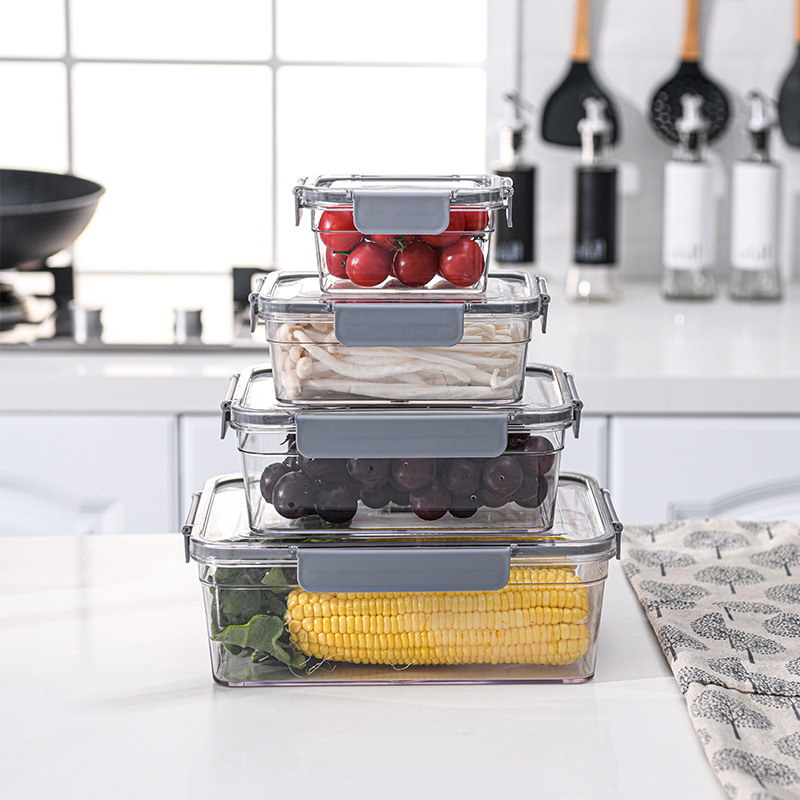 Rectangular PET sealed jar for grains, kitchen preservation box, food-grade transparent lid, storage box for grains and cereals Specification image