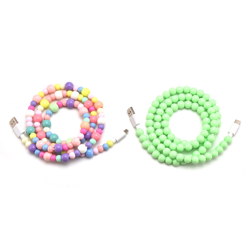 Android, Apple type-c, Huawei fashionable color beaded iPhone13 new mobile phone data cable
