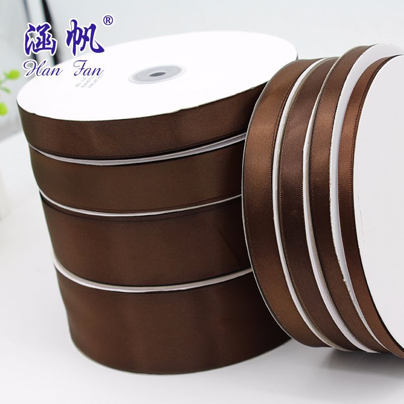6mm-50mm coffee-colored polyester webbing factory direct sales ribbon ribbons, decorative gifts, cakes, wedding ribbons Specification image