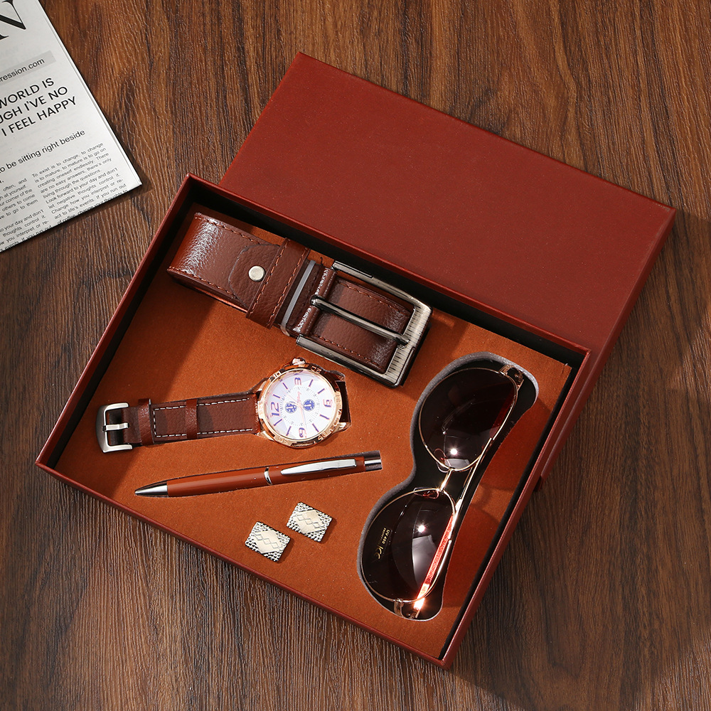 Cross-border men's exquisite business gift set for your boyfriend Valentine's Day gift: Watch, belt, sunglasses set in stock Item Picture
