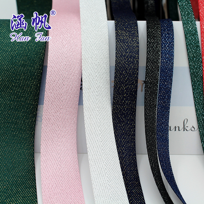 Factory direct sales of polyester gold wire herringbone belts, colorful and multi-specification herringbone belts, clothing accessories, polyester herringbone belts Specification image