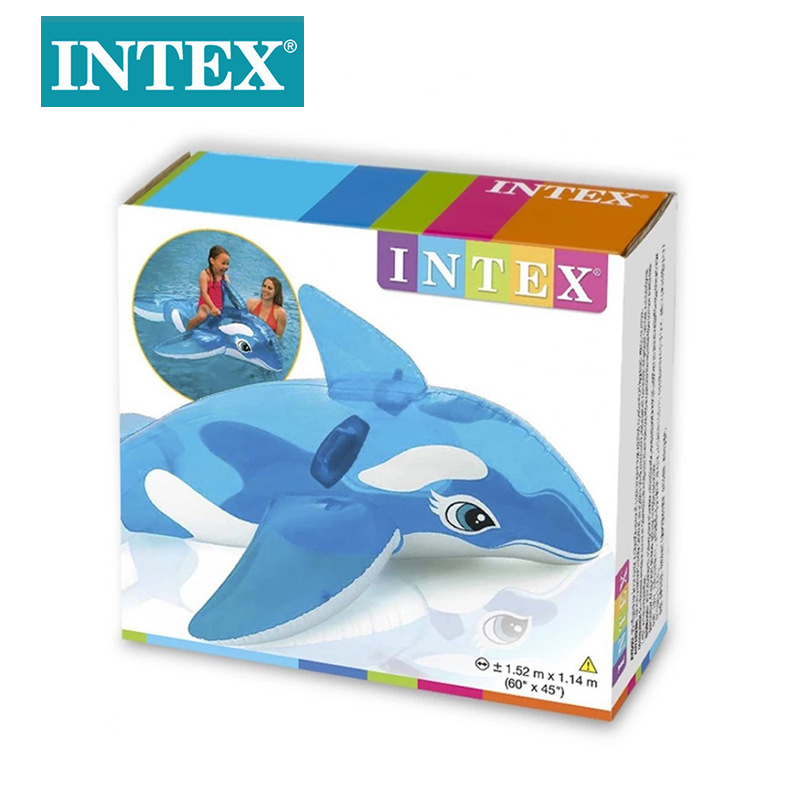 INTEX58523 Transparent blue whale mount Inflatable animal mount Water Play toy for children and adults surfing Specification image