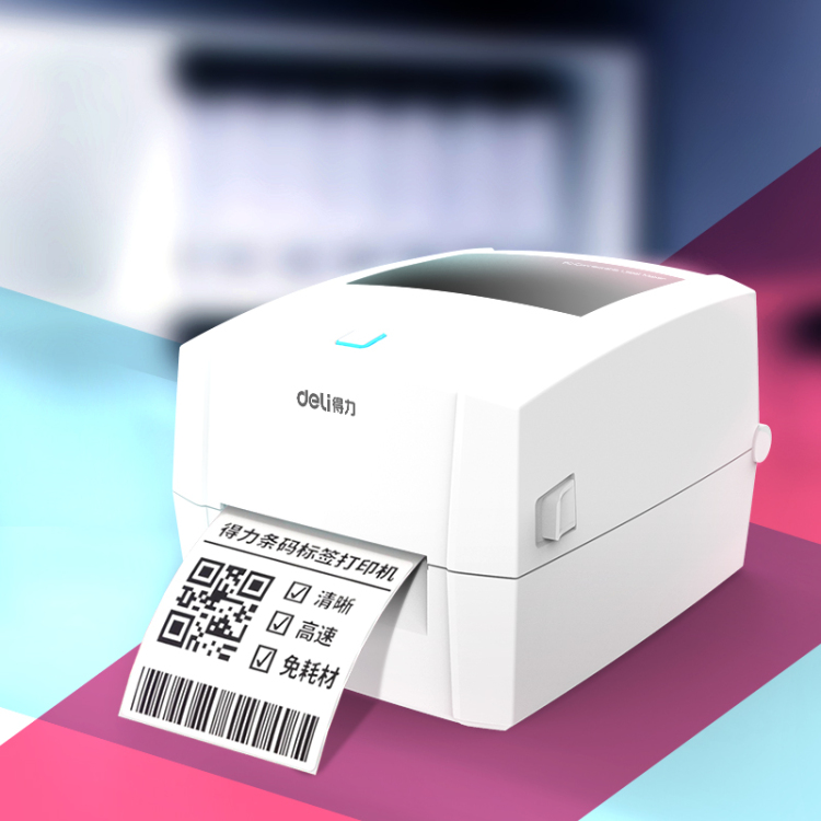 Deli barcode express waybill printer, ribbon free, ink-free, high-speed instant printing, white and gray desktop thermal printer Item Picture