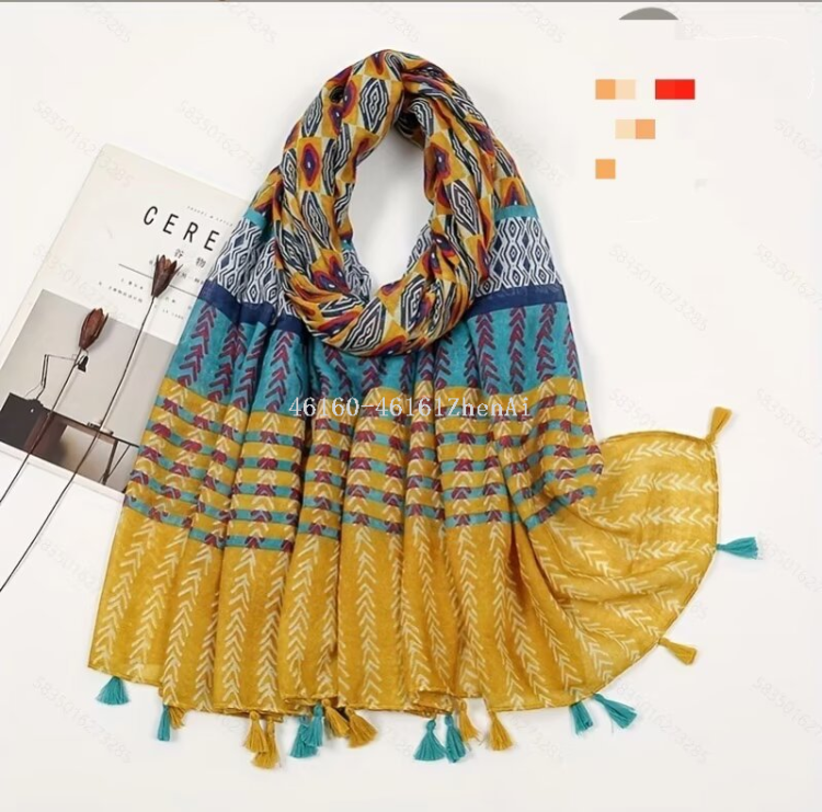 New cross-border export printed long scarf e-commerce live-streaming scarf wholesale supply chain supply details Picture