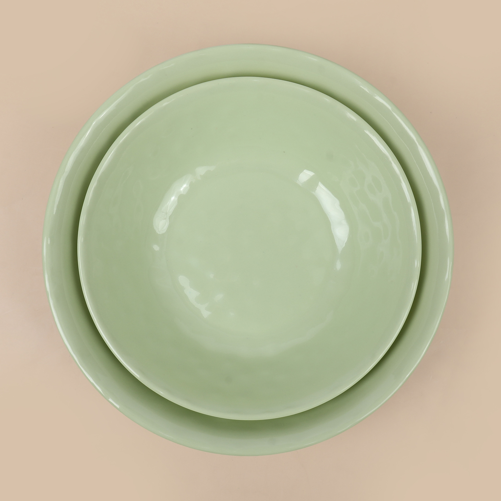 Wholesale melamine tableware for foreign trade export, matte smooth round deep plates, salad plates with bottom trays, cooking soup plates details Picture