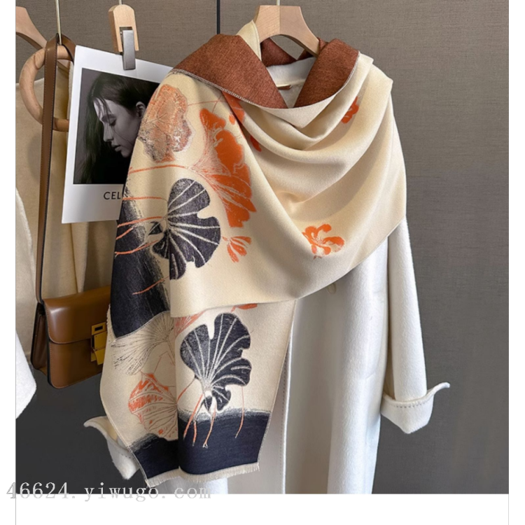Cross-border scarf wholesale 27 high-speed jacquard series Ginkgo leaf cash on delivery scarf e-commerce supply Cross-border scarf wholesale 27 high-speed jacquard series Ginkgo leaf cash on delivery scarf e-commerce supply