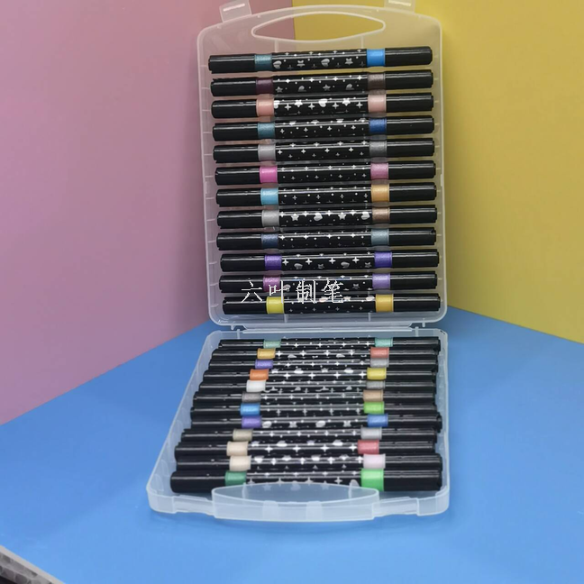 Acrylic marker pen double-headed silver flash graffiti DIY magic tool, quick-drying and environmentally friendly Item Picture