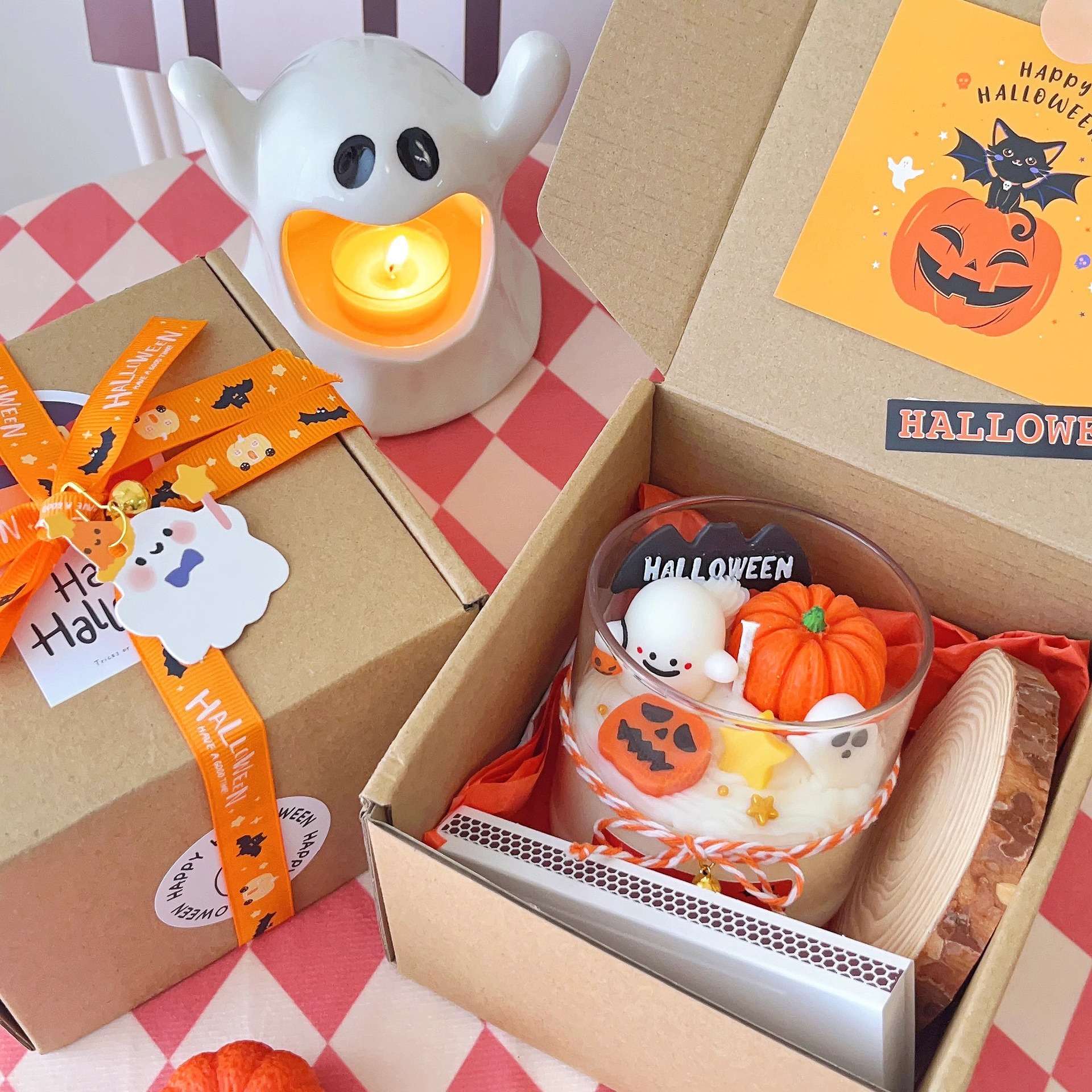 万圣节蜡烛氛围感南瓜幽灵香薰蜡烛高颜值可爱香薰伴手礼跨境礼品