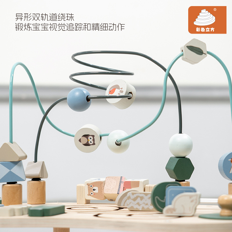 蒙氏木质玩具婴幼儿忙碌桌游戏串珠套装手眼协调训练早教益智积木产品图