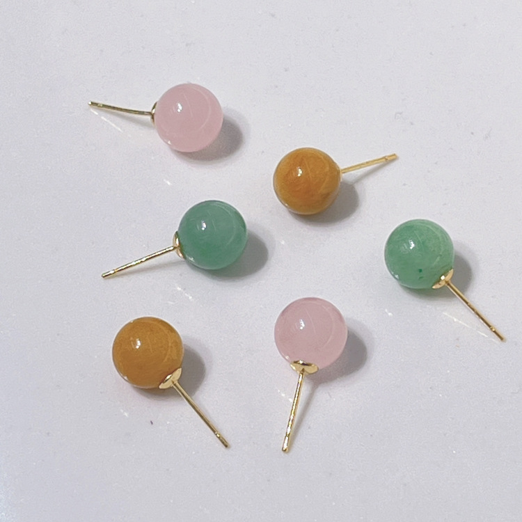 云逸饰家 多巴胺彩色天然石时尚银镀18k金耳钉2025年爆款精致高级甜美百搭产品图