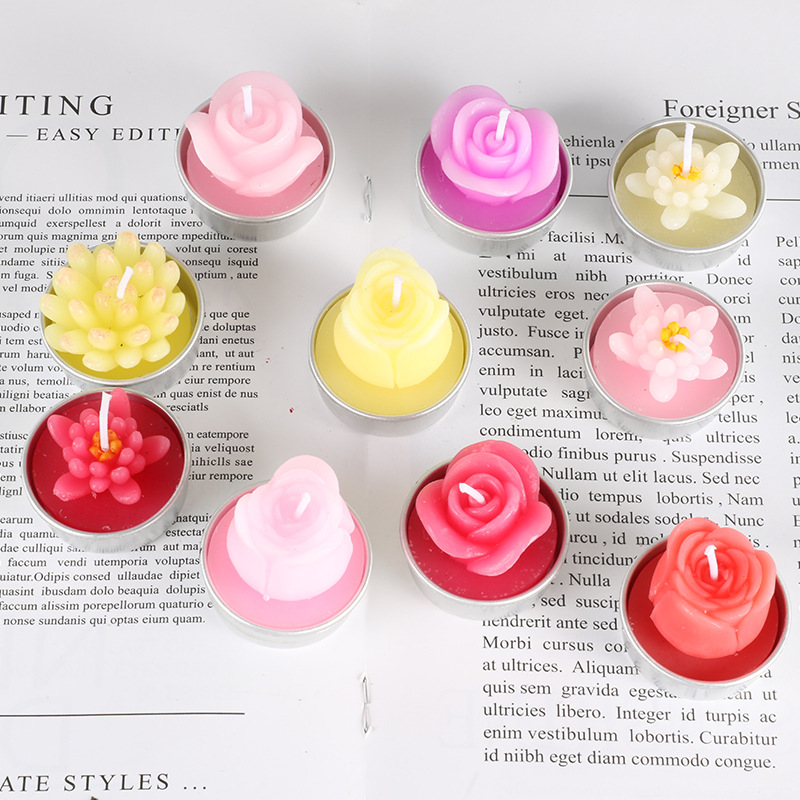A new cross-border simulation of succulent plant candles, rose candles, 44 product combinations, and special-shaped paraffin candles details Picture