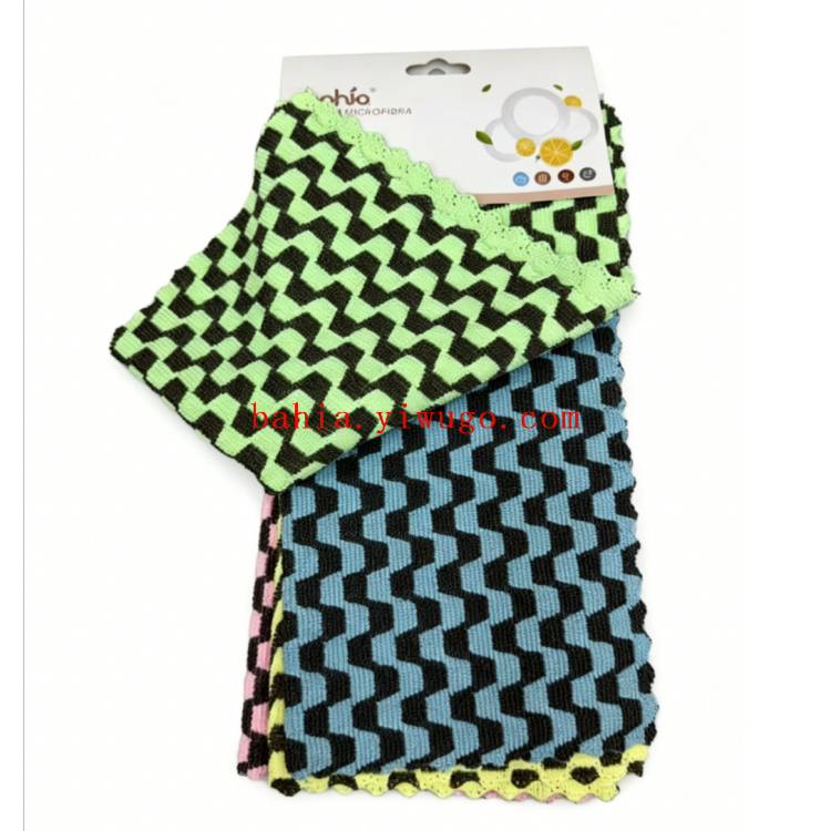 Bahia striped microfiber cleaning cloth, a multi-color double-sided absorbent cleaning cloth, is a household cleaning wonder details Picture