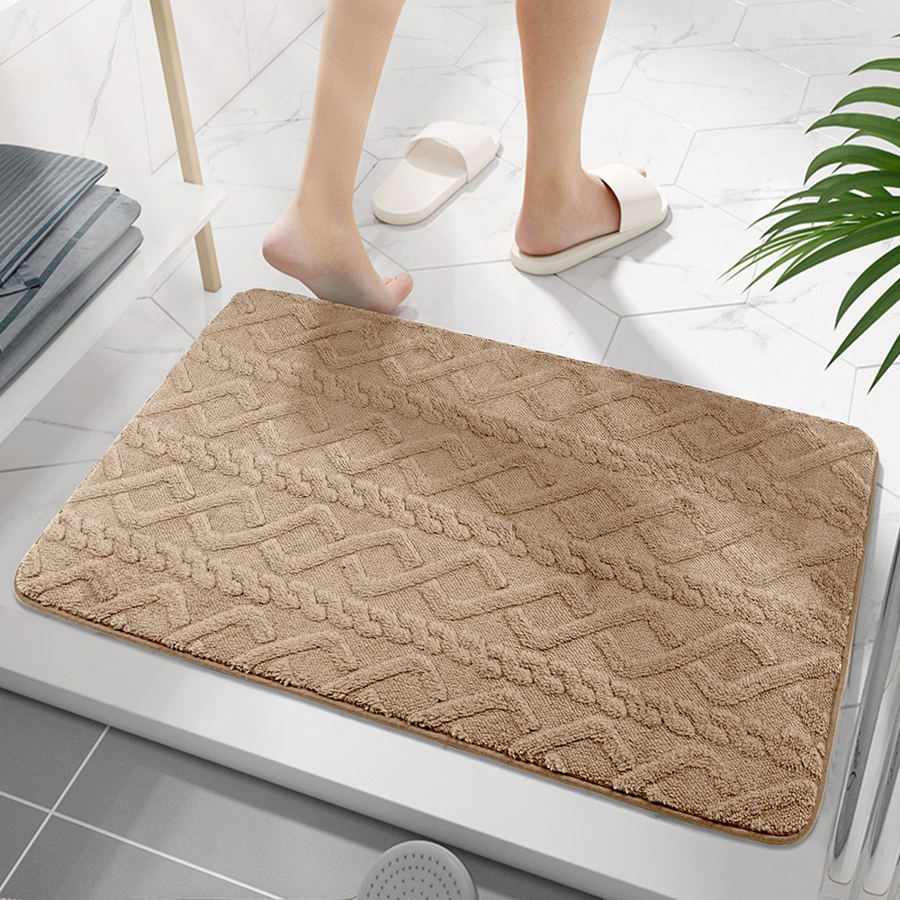 Wholesale of in-stock door MATS, carpets, anti-slip MATS, water-absorbing jacquard floor MATS, solid-color living room and bedroom bedside floor MATS, and carpets details Picture