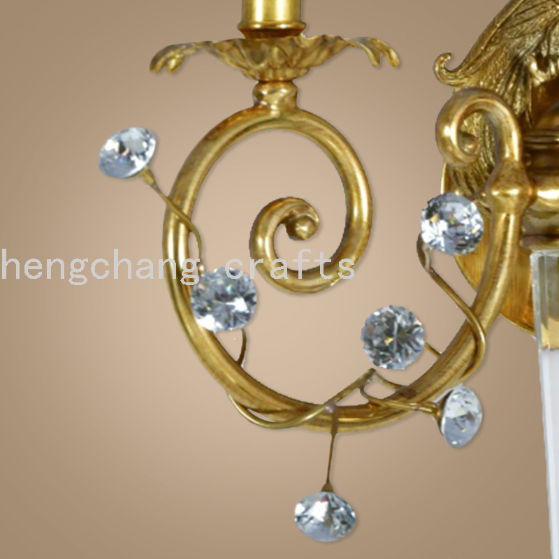 法国全铜壁灯别墅复古欧式灯光豪华客厅背景壁灯卧室床头水晶壁灯产品图