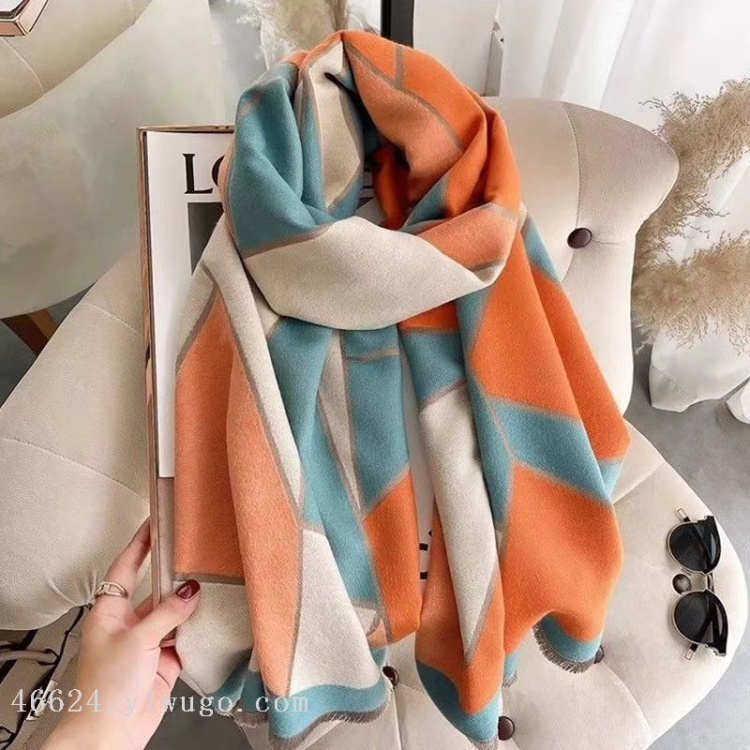 Wholesale of scarves, e-commerce live streaming, supply chain, online style, high-quality high-speed jacquard series, geometric triangle details Picture