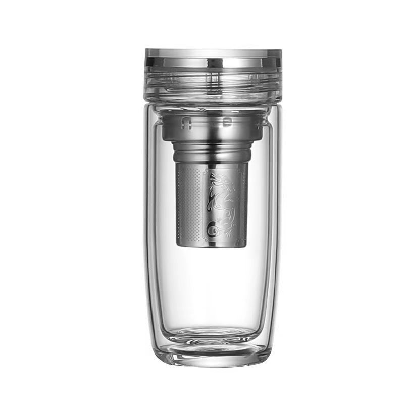 Double-layer thickened heat-insulating tea cup, men's and women's carrying rope portable pocket cup, water cup, crystal tea and water separation Application Scenario