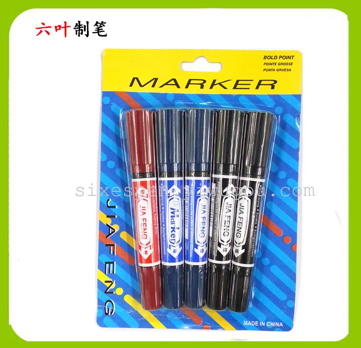 Five large double-headed marker pens with suction cards