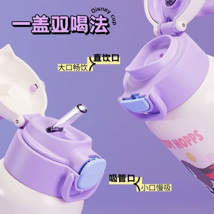 迪士尼正版IP疯狂动物城系列2025新款朱迪尼克儿童双饮保温杯316产品图