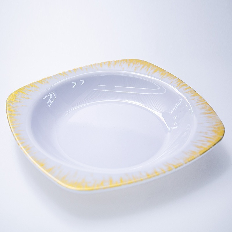 Plato de comida rápida transfronterizo plato de comida de rejilla dividida vajilla de plástico comercial de metamina rectangular resistente a la caída seis rejillas cantina escuela Application Scenario