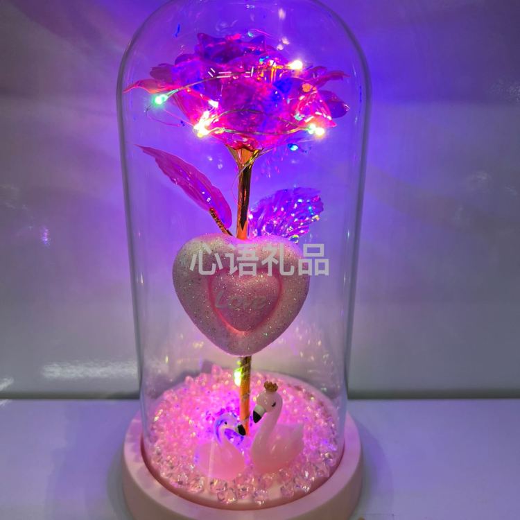 火爆产品，情人节礼物，母亲节礼物，灯光亚克力爱心天鹅玫瑰花