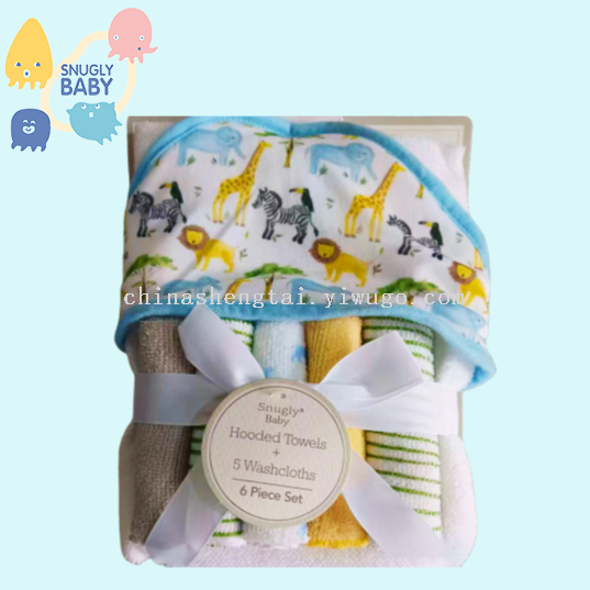 婴童用品宝宝浴巾婴儿口水巾连帽披风套装婴儿手帕巾小方巾