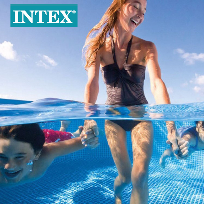 INTEX26716 Outdoor swimming pool 10-foot grey circular tube frame water pool set, children's water play pool wholesale Application Scenario