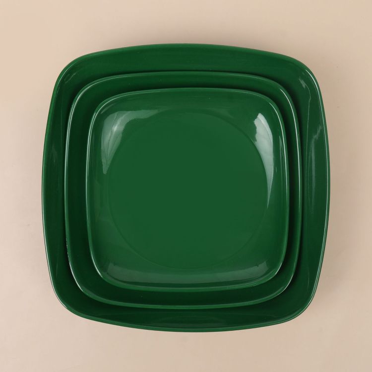 Rice noodle rolls, melamine tableware, square plates, green barbecue plates, fast food and snack plates, stir-fried breakfast plates, plastic wholesale Item Picture