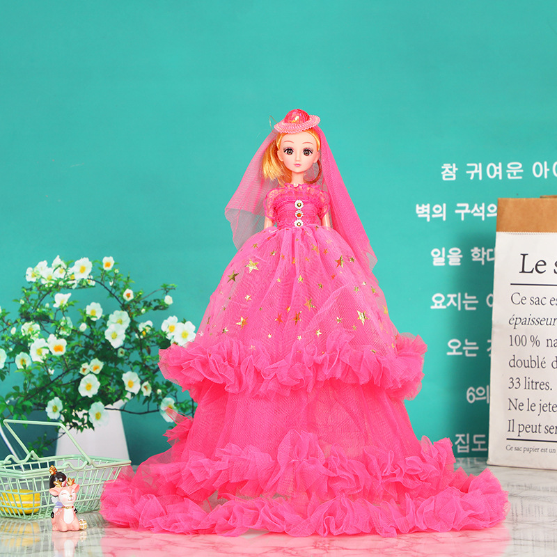 New street stall doll, golden five-pointed star, three-layer wedding dress, Western-style dress, princess doll, 50 cm oversized Barbie girl Specification image